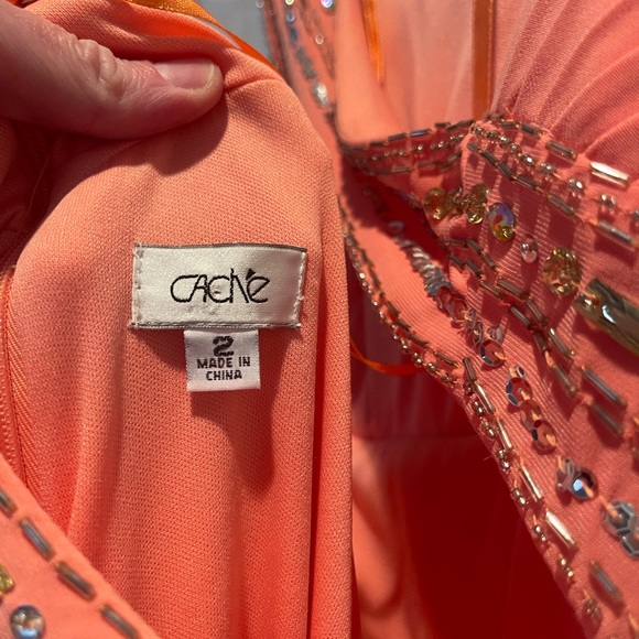 Elegant salmon colored Caché prom gown, size 2, in beautiful condition! - Picture 3 of 4